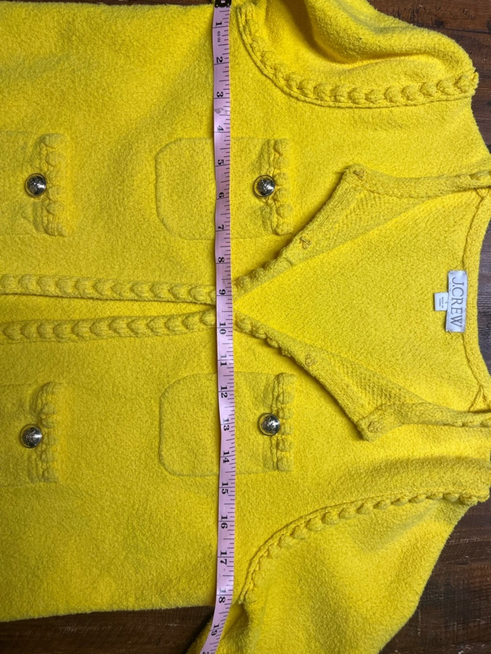 J. Crew Bright Yellow Textured Pocket Cardigan Jacket - Picture 7 of 8
